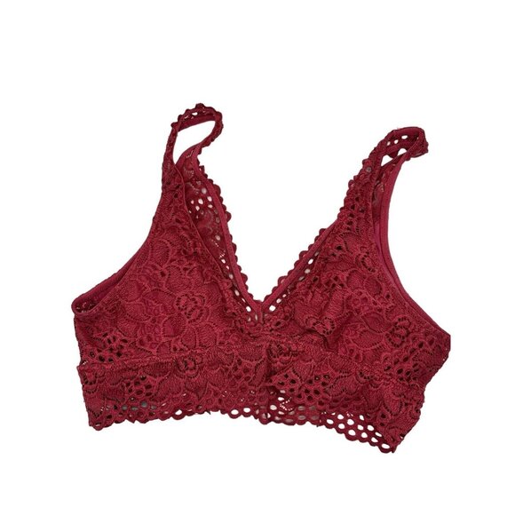 Aerie Coral Wide Strap Non Padded Wireless Pullover Lace Bralette Size Medium - Picture 3 of 5